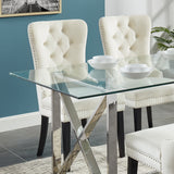 !nspire Rizzo Side Chair Ivory/Black Velvet/Solid Wood