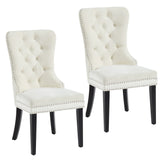!nspire Rizzo Side Chair Ivory/Black Velvet/Solid Wood