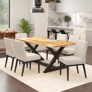 Worldwide Home Furnishings Cortez-side Chair – Contemporary Design With Comfort, Perfect For Modern Dining Spaces And Style Beige Pu,Black Faux Leather,Metal 202-081pubg_Bk