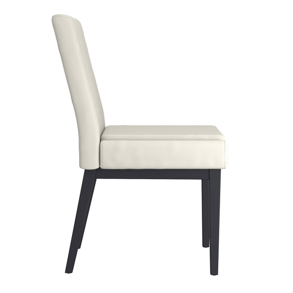 Worldwide Home Furnishings Cortez-side Chair – Contemporary Design With Comfort, Perfect For Modern Dining Spaces And Style Beige Pu,Black Faux Leather,Metal 202-081pubg_Bk