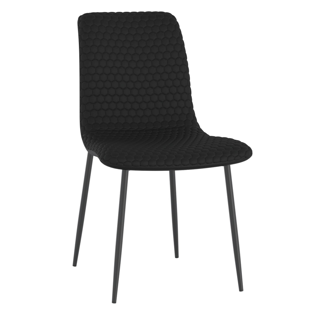 Worldwide Home Furnishings Brixx-side Honeycomb Upholstered Chair - Elevate Your Dining Experience With Classic Style & Comfort Black Pu,Black Faux Leather,Metal 202-083blk