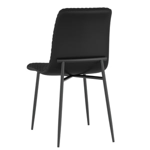 Worldwide Home Furnishings Brixx-side Honeycomb Upholstered Chair - Elevate Your Dining Experience With Classic Style & Comfort Black Pu,Black Faux Leather,Metal 202-083blk