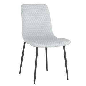 Worldwide Home Furnishings Brixx-side Honeycomb Upholstered Chair - Elevate Your Dining Experience With Classic Style & Comfort Light Grey Pu,Black Faux Leather,Metal 202-083lgy