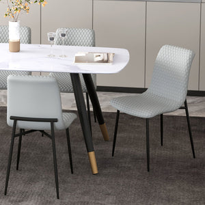 Worldwide Home Furnishings Brixx-side Honeycomb Upholstered Chair - Elevate Your Dining Experience With Classic Style & Comfort Light Grey Pu,Black Faux Leather,Metal 202-083lgy