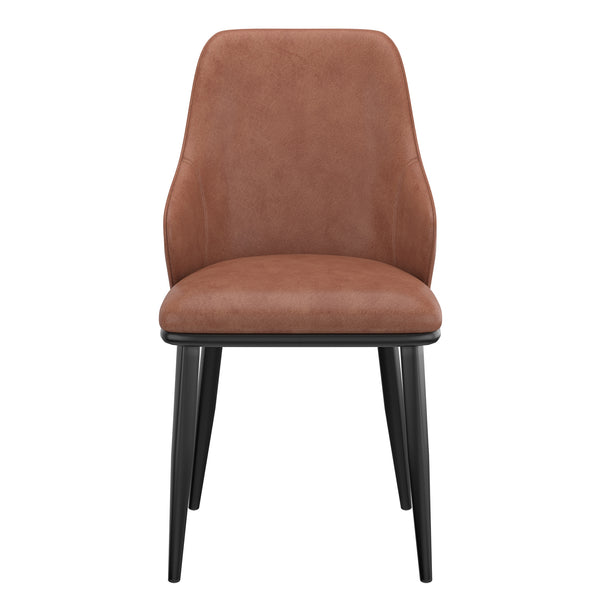 Worldwide Home Furnishings Kash-side Chair: Modern Ergonomic Dining Armchair With Curved Back & Cushioned Comfort For Any Space Saddle,Black Faux Leather,Metal 202-084sd