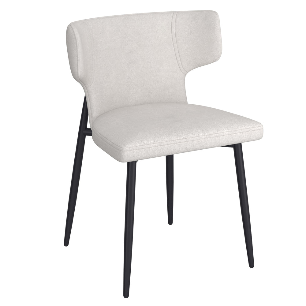 Worldwide Home Furnishings Olis-side Chair - Modern Wingback Design With Curved Comfort, Perfect For Dining Or Casual Spaces Beige Fabric,Black Fabric,Metal 202-085beg