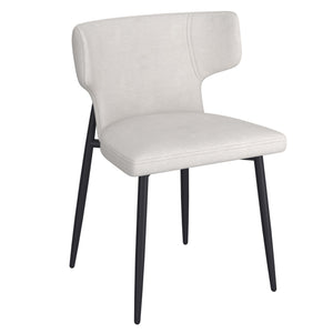 Worldwide Home Furnishings Olis-side Chair - Modern Wingback Design With Curved Comfort, Perfect For Dining Or Casual Spaces Beige Fabric,Black Fabric,Metal 202-085beg