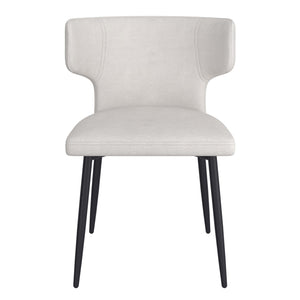 Worldwide Home Furnishings Olis-side Chair - Modern Wingback Design With Curved Comfort, Perfect For Dining Or Casual Spaces Beige Fabric,Black Fabric,Metal 202-085beg
