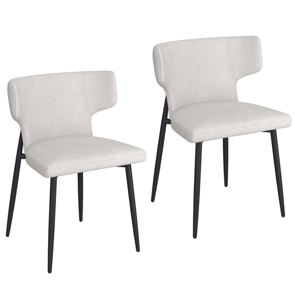 Worldwide Home Furnishings Olis-side Chair - Modern Wingback Design With Curved Comfort, Perfect For Dining Or Casual Spaces Beige Fabric,Black Fabric,Metal 202-085beg