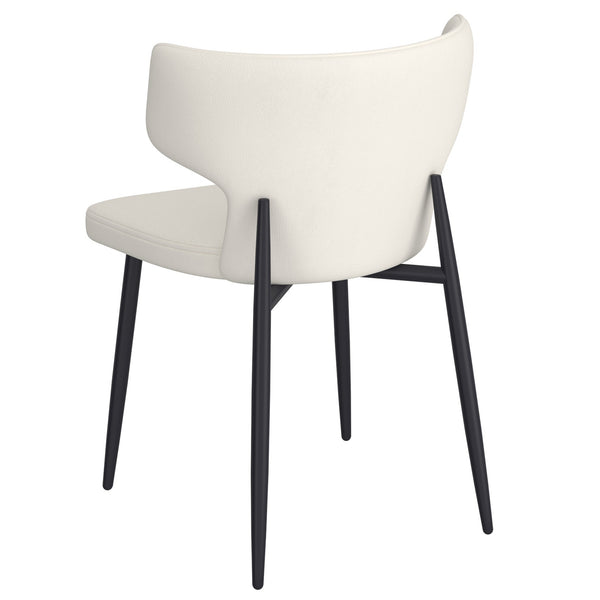 Worldwide Home Furnishings Olis-side Chair - Modern Wingback Design With Curved Comfort, Perfect For Dining Or Casual Spaces Beige Pu,Black Faux Leather,Metal 202-085pubg