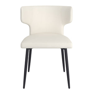 Worldwide Home Furnishings Olis-side Chair - Modern Wingback Design With Curved Comfort, Perfect For Dining Or Casual Spaces Beige Pu,Black Faux Leather,Metal 202-085pubg