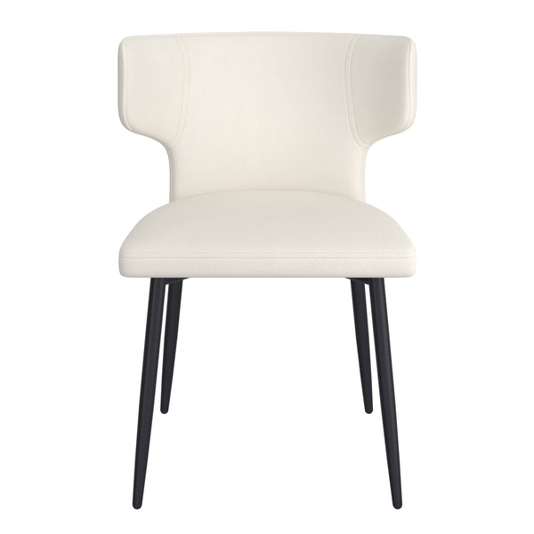 Worldwide Home Furnishings Olis-side Chair - Modern Wingback Design With Curved Comfort, Perfect For Dining Or Casual Spaces Beige Pu,Black Faux Leather,Metal 202-085pubg