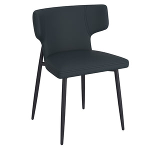 Worldwide Home Furnishings Olis-side Chair - Modern Wingback Design With Curved Comfort, Perfect For Dining Or Casual Spaces Black Pu,Black Faux Leather,Metal 202-085pubk