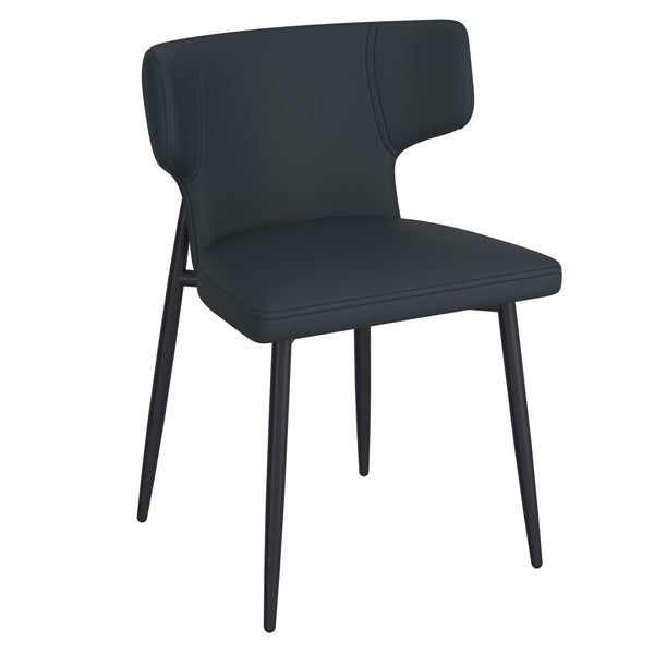 Worldwide Home Furnishings Olis-side Chair - Modern Wingback Design With Curved Comfort, Perfect For Dining Or Casual Spaces Black Pu,Black Faux Leather,Metal 202-085pubk
