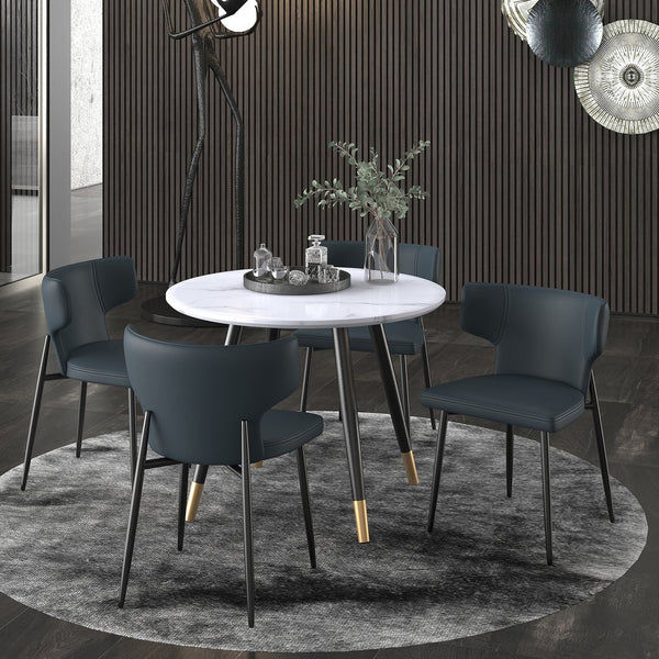 Worldwide Home Furnishings Olis-side Chair - Modern Wingback Design With Curved Comfort, Perfect For Dining Or Casual Spaces Black Pu,Black Faux Leather,Metal 202-085pubk