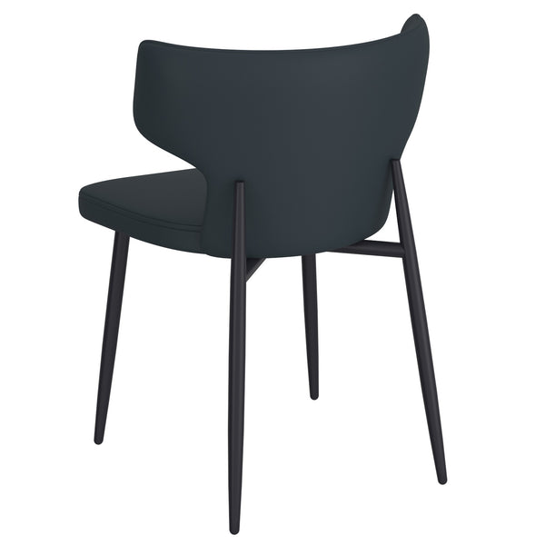 Worldwide Home Furnishings Olis-side Chair - Modern Wingback Design With Curved Comfort, Perfect For Dining Or Casual Spaces Black Pu,Black Faux Leather,Metal 202-085pubk