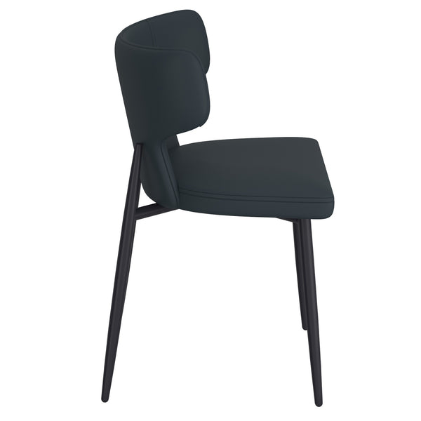 Worldwide Home Furnishings Olis-side Chair - Modern Wingback Design With Curved Comfort, Perfect For Dining Or Casual Spaces Black Pu,Black Faux Leather,Metal 202-085pubk