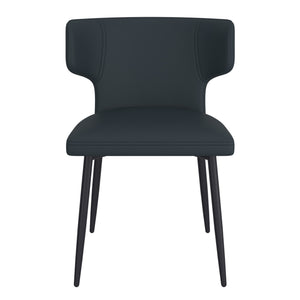 Worldwide Home Furnishings Olis-side Chair - Modern Wingback Design With Curved Comfort, Perfect For Dining Or Casual Spaces Black Pu,Black Faux Leather,Metal 202-085pubk