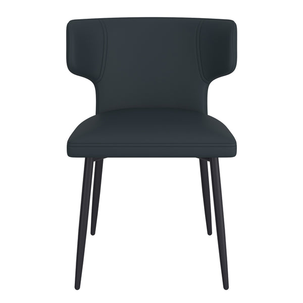 Worldwide Home Furnishings Olis-side Chair - Modern Wingback Design With Curved Comfort, Perfect For Dining Or Casual Spaces Black Pu,Black Faux Leather,Metal 202-085pubk