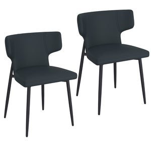 Worldwide Home Furnishings Olis-side Chair - Modern Wingback Design With Curved Comfort, Perfect For Dining Or Casual Spaces Black Pu,Black Faux Leather,Metal 202-085pubk