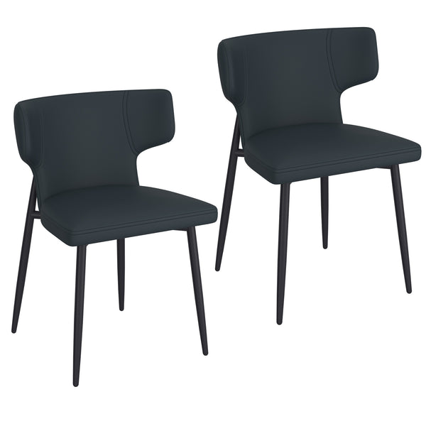 Worldwide Home Furnishings Olis-side Chair - Modern Wingback Design With Curved Comfort, Perfect For Dining Or Casual Spaces Black Pu,Black Faux Leather,Metal 202-085pubk