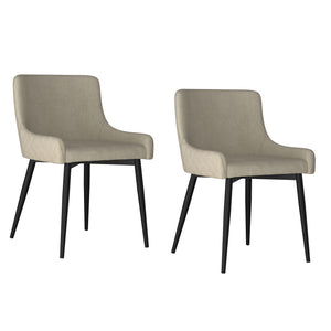 Worldwide Home Furnishings Bianca-side Chair - Stylish Mid-century Dining Seat With Plush Tufted Back And Sturdy Black Legs Beige,Black Fabric,Metal 202-086bg/Bk