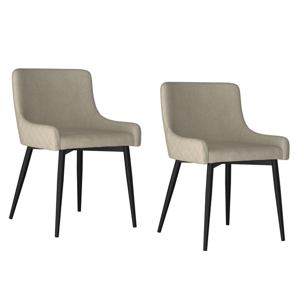 Worldwide Home Furnishings Bianca-side Chair - Stylish Mid-century Dining Seat With Plush Tufted Back And Sturdy Black Legs Beige,Black Fabric,Metal 202-086bg/Bk