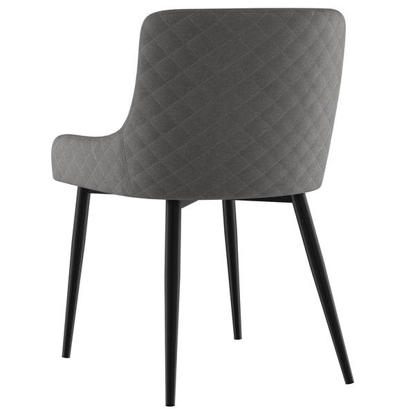 Worldwide Home Furnishings Bianca-side Chair - Stylish Mid-century Dining Seat With Plush Tufted Back And Sturdy Black Legs Grey,Black Fabric,Metal 202-086gy/Bk