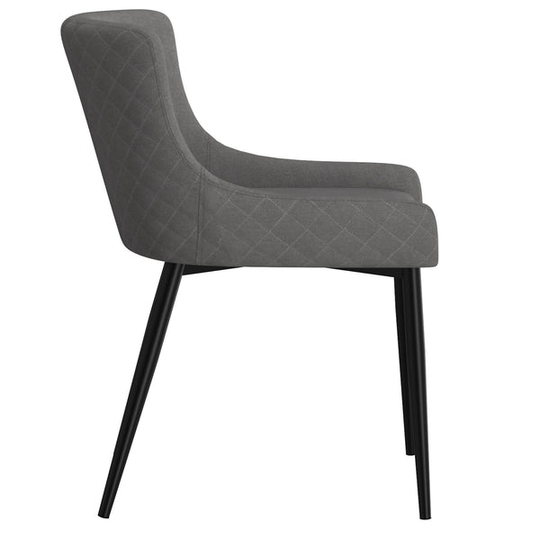 Worldwide Home Furnishings Bianca-side Chair - Stylish Mid-century Dining Seat With Plush Tufted Back And Sturdy Black Legs Grey,Black Fabric,Metal 202-086gy/Bk
