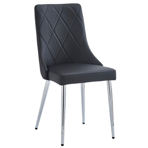 Worldwide Home Furnishings Devo-side Chair - Stylish Faux Leather Upholstered Design With Curved Wood Frame And Metal Legs Black,Chrome Faux Leather,Metal 202-087bk