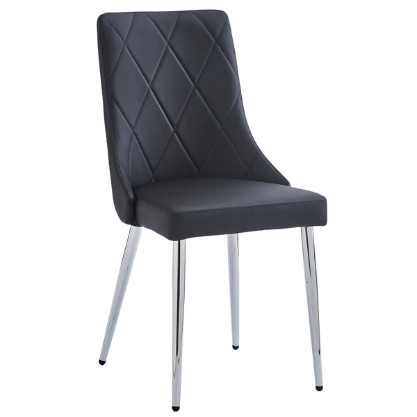 Worldwide Home Furnishings Devo-side Chair - Stylish Faux Leather Upholstered Design With Curved Wood Frame And Metal Legs Black,Chrome Faux Leather,Metal 202-087bk