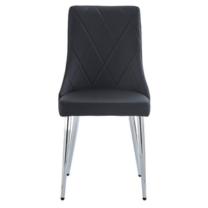 Worldwide Home Furnishings Devo-side Chair - Stylish Faux Leather Upholstered Design With Curved Wood Frame And Metal Legs Black,Chrome Faux Leather,Metal 202-087bk
