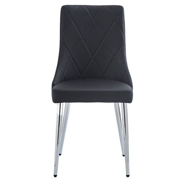 Worldwide Home Furnishings Devo-side Chair - Stylish Faux Leather Upholstered Design With Curved Wood Frame And Metal Legs Black,Chrome Faux Leather,Metal 202-087bk
