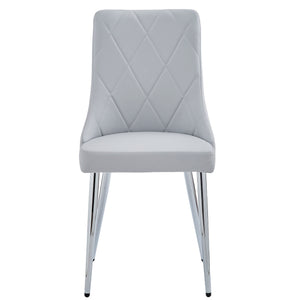 Worldwide Home Furnishings Devo-side Chair - Stylish Faux Leather Upholstered Design With Curved Wood Frame And Metal Legs Light Grey,Chrome Faux Leather,Metal 202-087lg