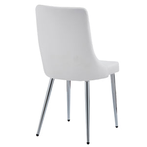 Worldwide Home Furnishings Devo-side Chair - Stylish Faux Leather Upholstered Design With Curved Wood Frame And Metal Legs White,Chrome Faux Leather,Metal 202-087wt