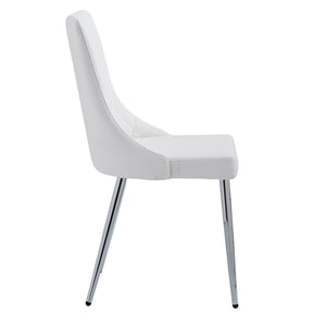 Worldwide Home Furnishings Devo-side Chair - Stylish Faux Leather Upholstered Design With Curved Wood Frame And Metal Legs White,Chrome Faux Leather,Metal 202-087wt