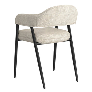 Worldwide Home Furnishings Archer-side Modern Dining Chair With Curved Back, Textured Fabric, And Sleek Metal Legs For Comfort Beige,Black Fabric,Metal 202-089bg