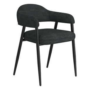 Worldwide Home Furnishings Archer-side Modern Dining Chair With Curved Back, Textured Fabric, And Sleek Metal Legs For Comfort Charcoal,Black Fabric,Metal 202-089ch