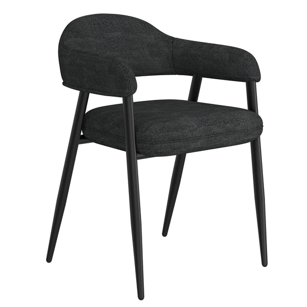 Worldwide Home Furnishings Archer-side Modern Dining Chair With Curved Back, Textured Fabric, And Sleek Metal Legs For Comfort Charcoal,Black Fabric,Metal 202-089ch
