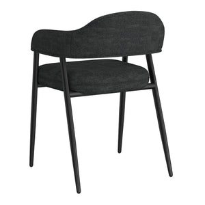 Worldwide Home Furnishings Archer-side Modern Dining Chair With Curved Back, Textured Fabric, And Sleek Metal Legs For Comfort Charcoal,Black Fabric,Metal 202-089ch