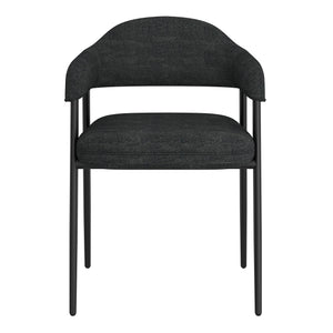 Worldwide Home Furnishings Archer-side Modern Dining Chair With Curved Back, Textured Fabric, And Sleek Metal Legs For Comfort Charcoal,Black Fabric,Metal 202-089ch