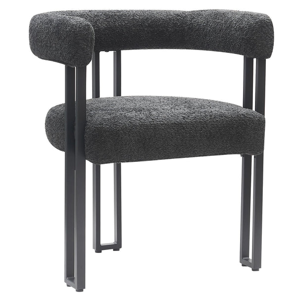 Worldwide Home Furnishings Scarlet-dining Elegant Boucle Upholstered Chairs For A Chic Dining Experience In Any Space Charcoal,Black Boucle Fabric,Metal 202-108ch