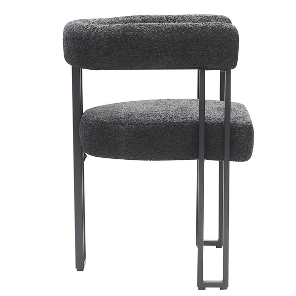 Worldwide Home Furnishings Scarlet-dining Elegant Boucle Upholstered Chairs For A Chic Dining Experience In Any Space Charcoal,Black Boucle Fabric,Metal 202-108ch