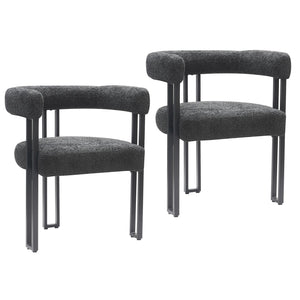 Worldwide Home Furnishings Scarlet-dining Elegant Boucle Upholstered Chairs For A Chic Dining Experience In Any Space Charcoal,Black Boucle Fabric,Metal 202-108ch