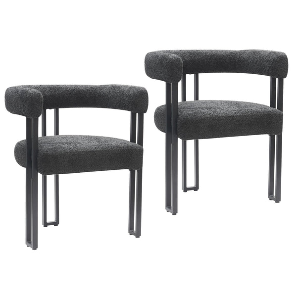 Worldwide Home Furnishings Scarlet-dining Elegant Boucle Upholstered Chairs For A Chic Dining Experience In Any Space Charcoal,Black Boucle Fabric,Metal 202-108ch