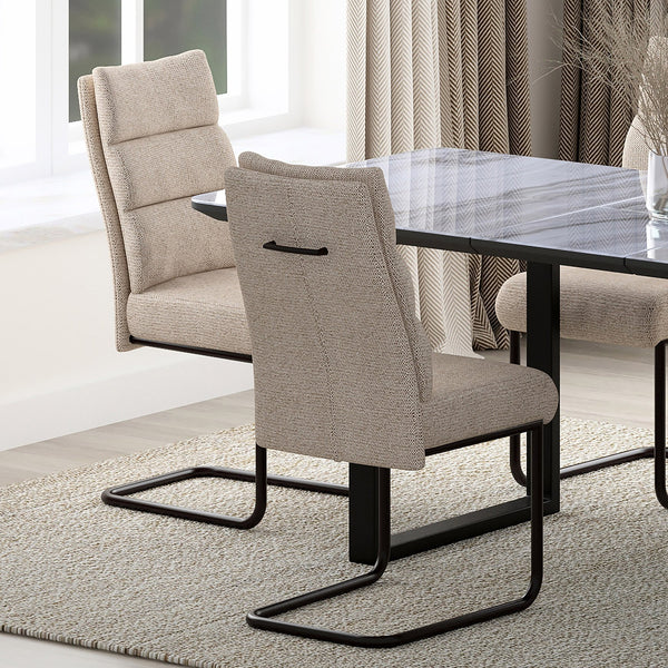 Worldwide Home Furnishings Brodi-dining Chair - Elegant Textured Fabric, High Back Comfort, Perfect For Any Dining Experience Beige,Black Fabric,Metal 202-138beg