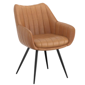 Worldwide Home Furnishings Talon-dining Chair - Modern Boho-chic Accent With Comfortable Contoured Seat And Sturdy Metal Legs Camel,Black Faux Leather,Metal 202-139cam