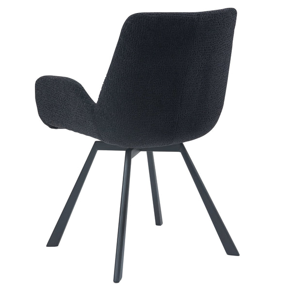 Worldwide Home Furnishings Signy-dining Chair - Luxurious Chenille Fabric With Swivel Base And Stylish Metal Support For All Spaces Black,Black Fabric,Metal 202-144bk