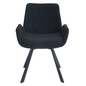 Worldwide Home Furnishings Signy-dining Chair - Luxurious Chenille Fabric With Swivel Base And Stylish Metal Support For All Spaces Black,Black Fabric,Metal 202-144bk