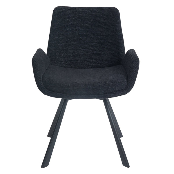 Worldwide Home Furnishings Signy-dining Chair - Luxurious Chenille Fabric With Swivel Base And Stylish Metal Support For All Spaces Black,Black Fabric,Metal 202-144bk